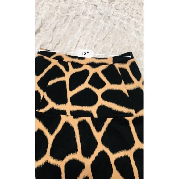 Michael Kors black beige Animal Print Skirt size 2 baddie streetwear academia - Picture 7 of 9